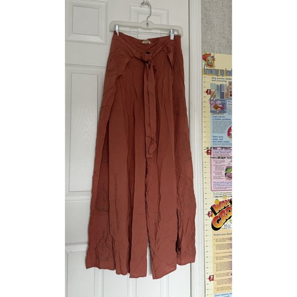 NWOT Lovestitch Women’s Wide Wrap Style Pants Tan Brown Small Rayon - Picture 11 of 14